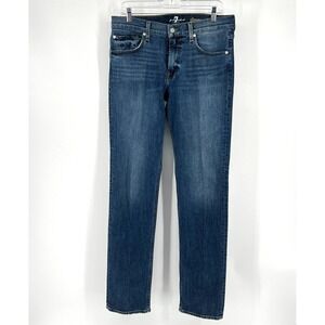 7 For All Mankind Slimmy Straight Distressed Stretch Denim Jeans Mens 32x33